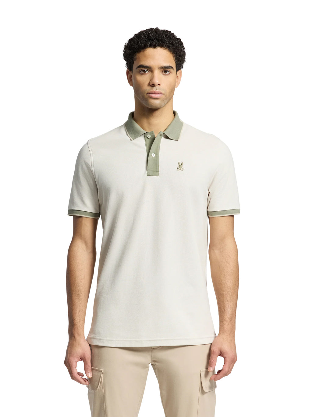 Mens Natural Linen Thatcher Pique Polo Shirt