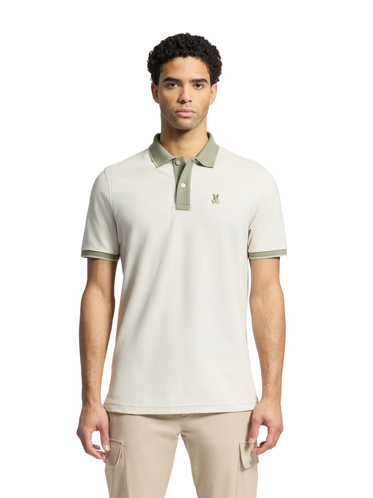 Mens Natural Linen Thatcher Pique Polo Shirt