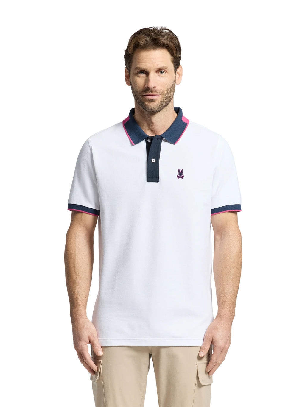 Mens White Thatcher Pique Polo Shirt