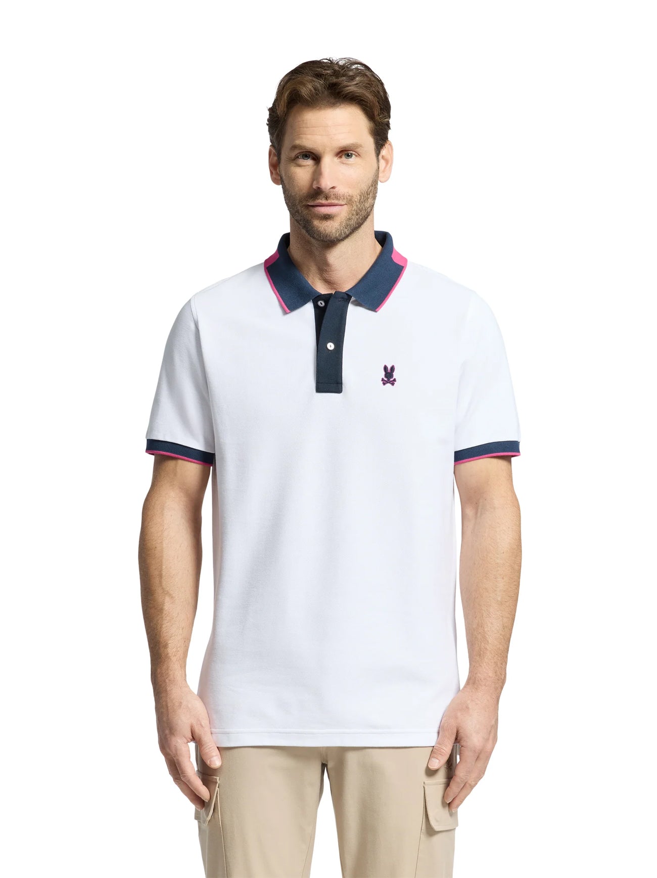 Mens White Thatcher Pique Polo Shirt
