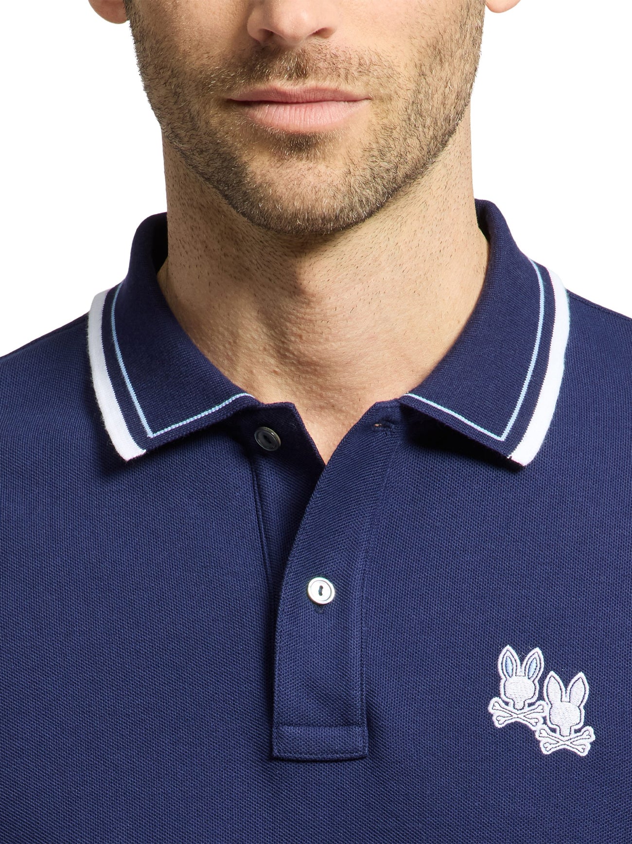Mens Evening Blue Elliot Pique Polo Shirt
