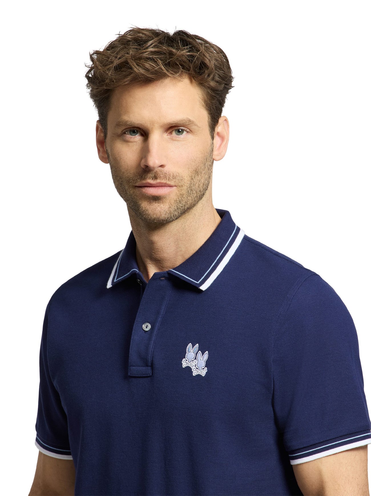 Mens Evening Blue Elliot Pique Polo Shirt