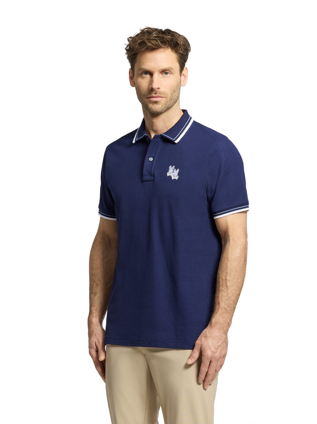 Mens Evening Blue Elliot Pique Polo Shirt