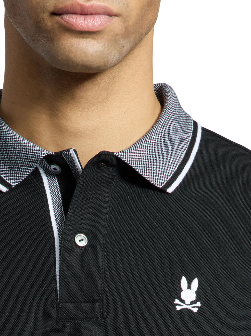 Mens Black Evandale Oxford Collar Pique Polo Shirt