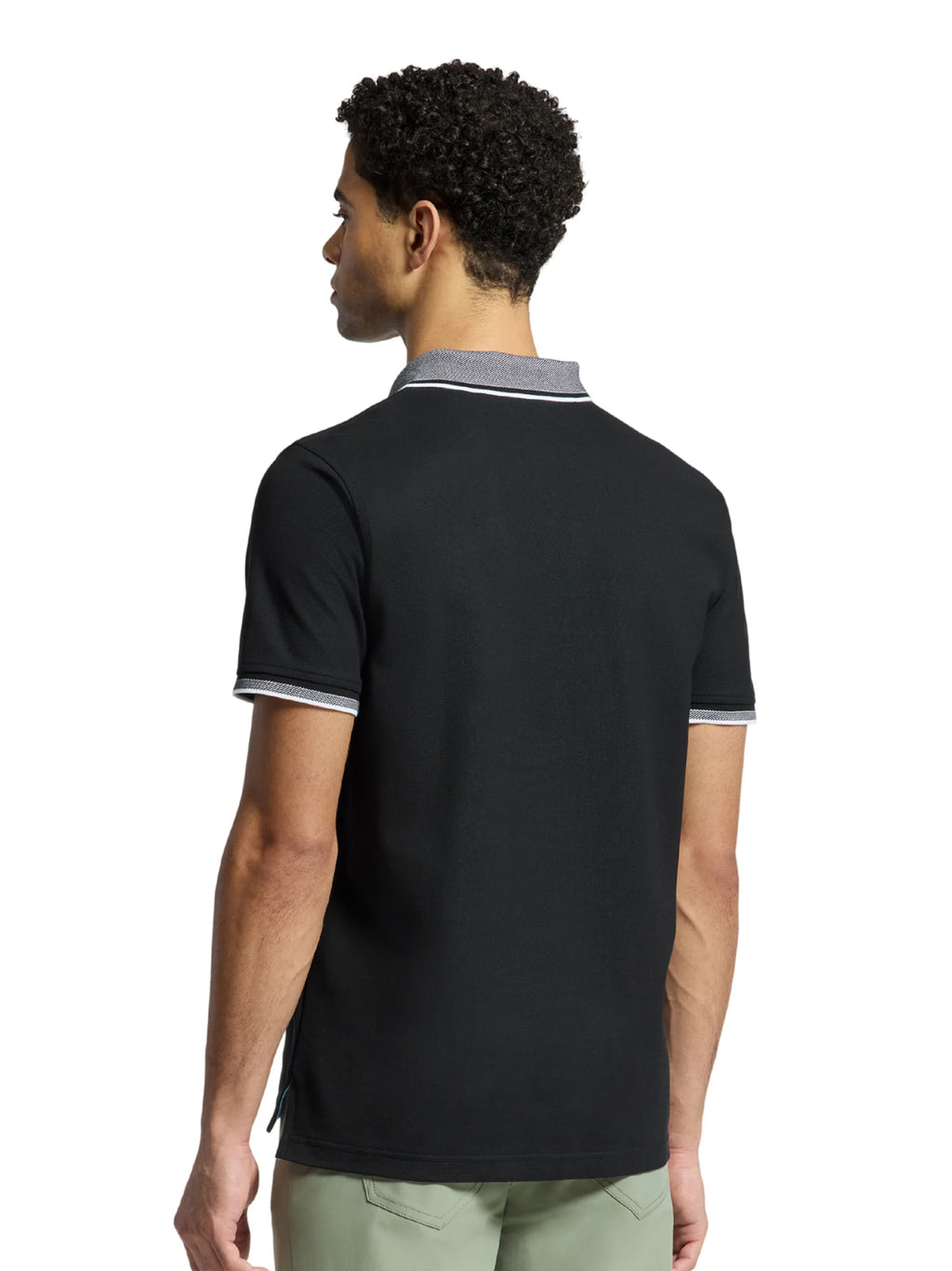 Mens Black Evandale Oxford Collar Pique Polo Shirt