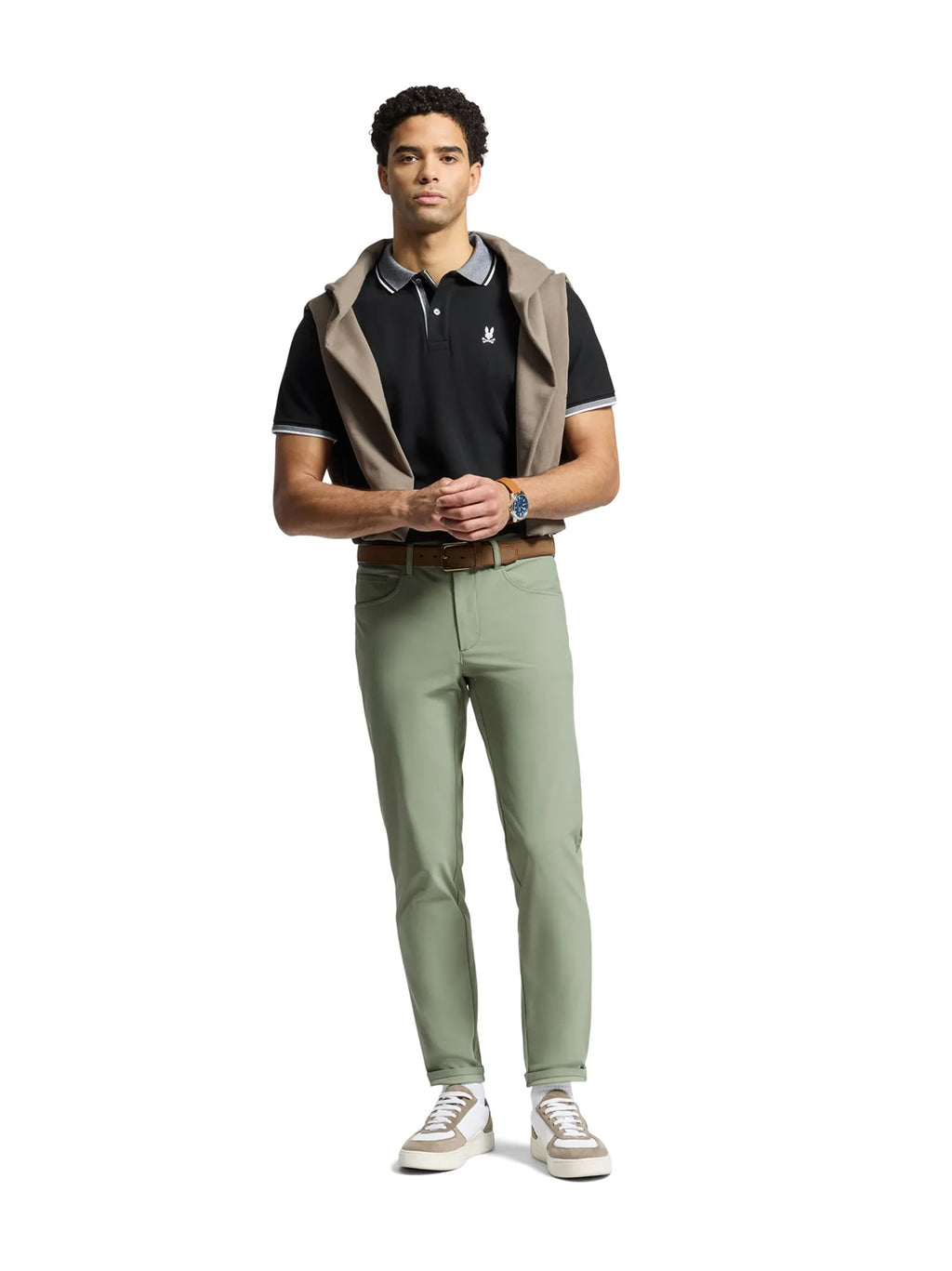 Mens Black Evandale Oxford Collar Pique Polo Shirt