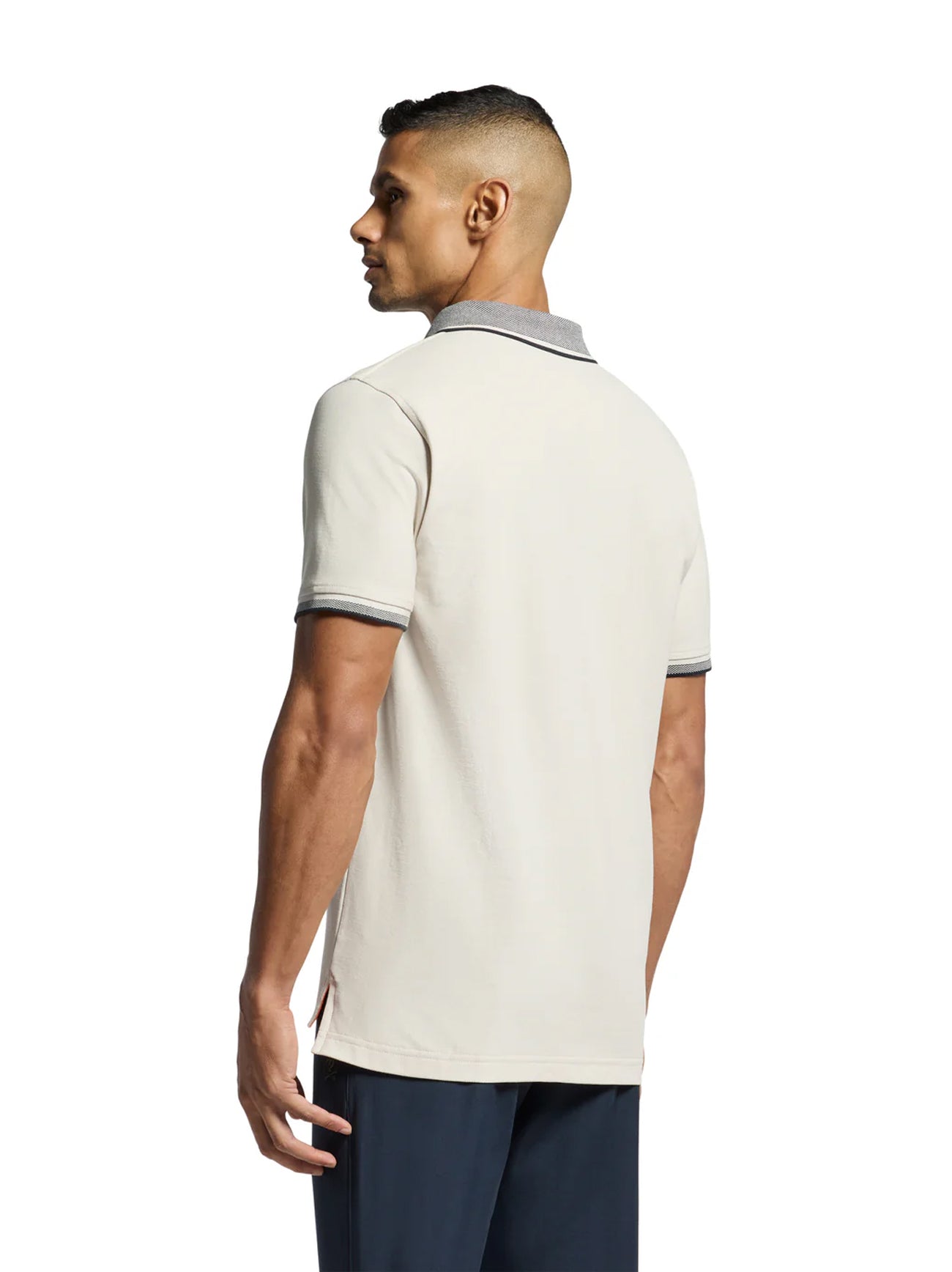 Mens Natural Linen Evandale Oxford Collar Pique Polo Shirt