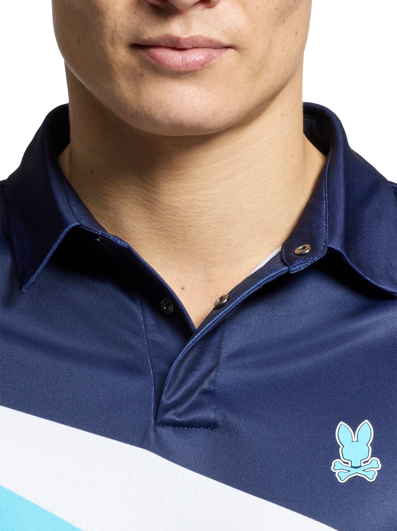 Mens Bachelor Button Ray Color Block Sport Polo Shirt