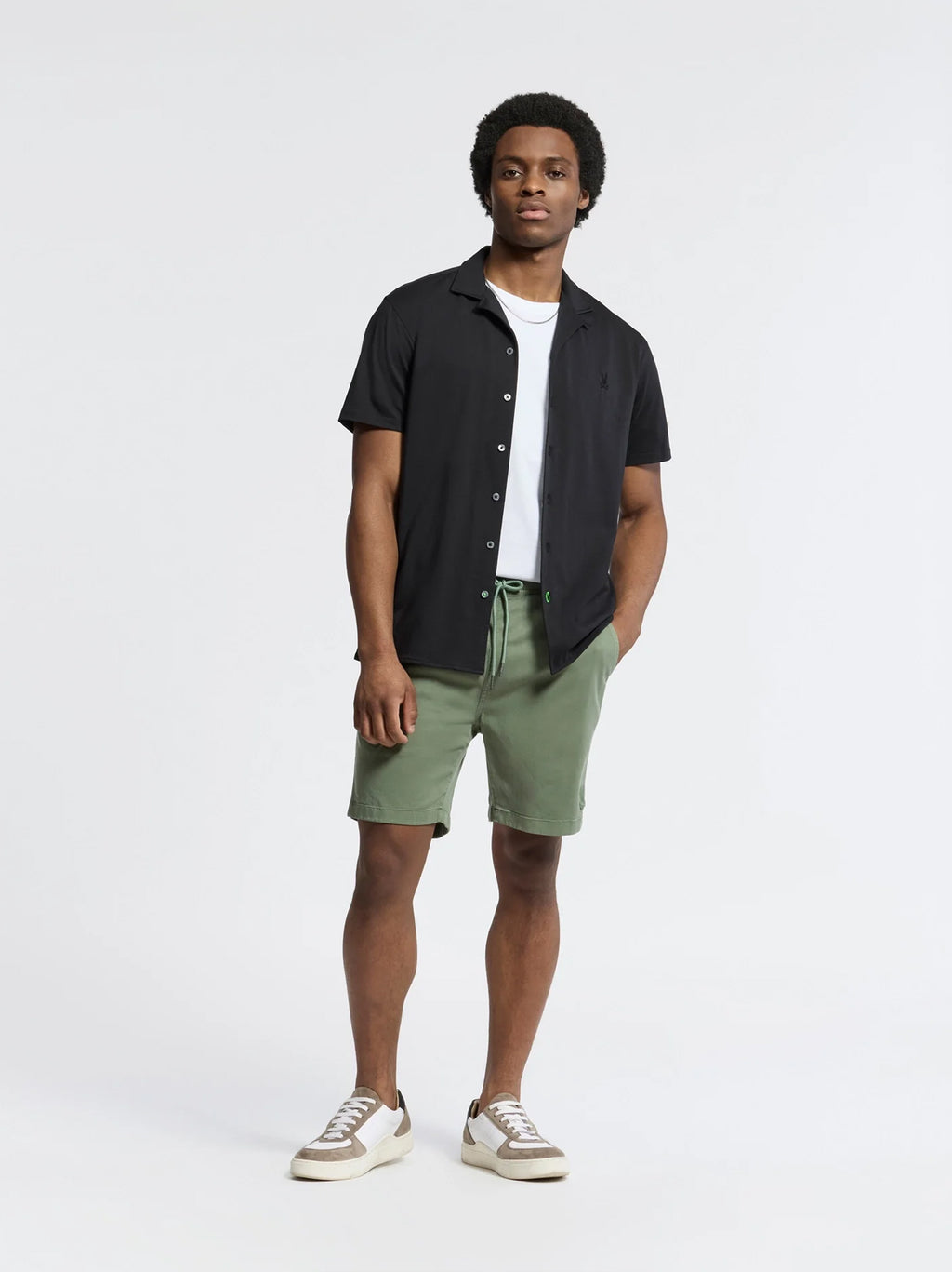 Mens Black Bryan Camp Collar Short Sleeve Shirt