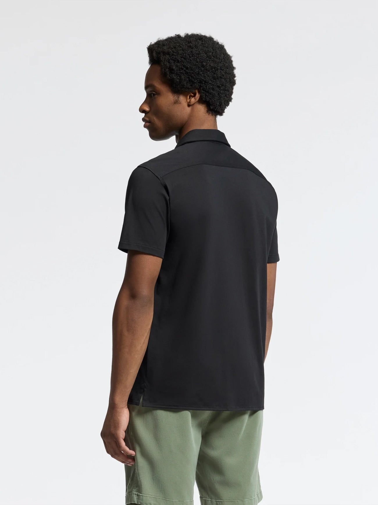 Mens Black Bryan Camp Collar Short Sleeve Shirt