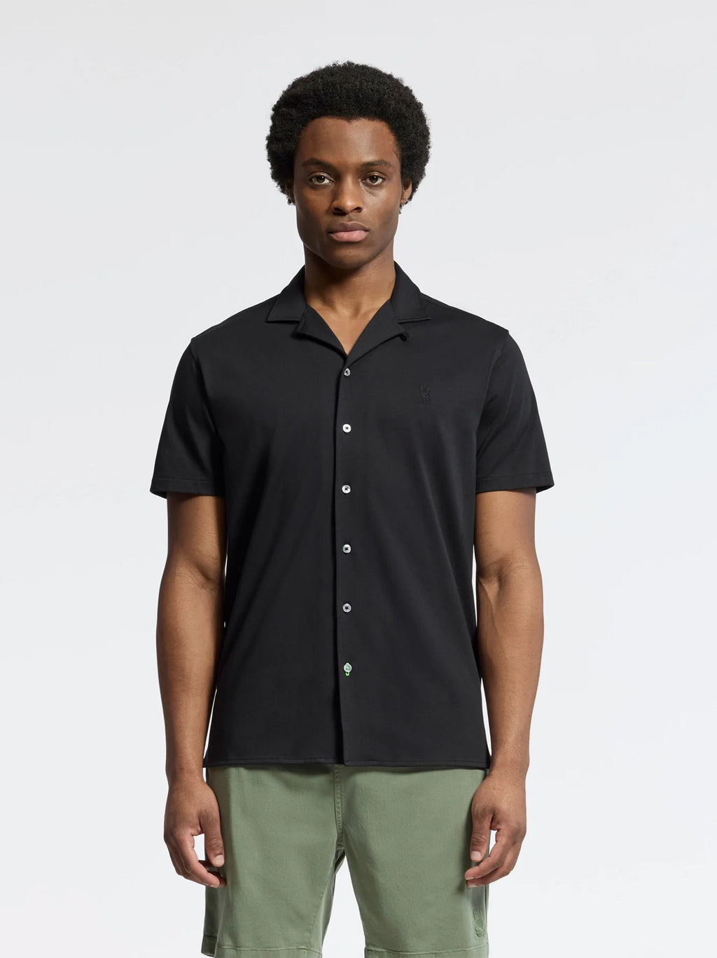 Mens Black Bryan Camp Collar Short Sleeve Shirt