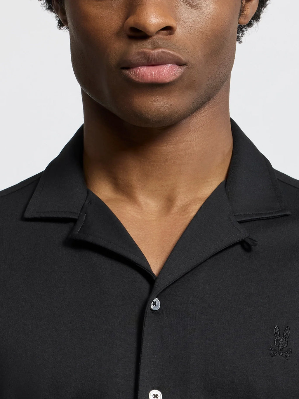 Mens Black Bryan Camp Collar Short Sleeve Shirt