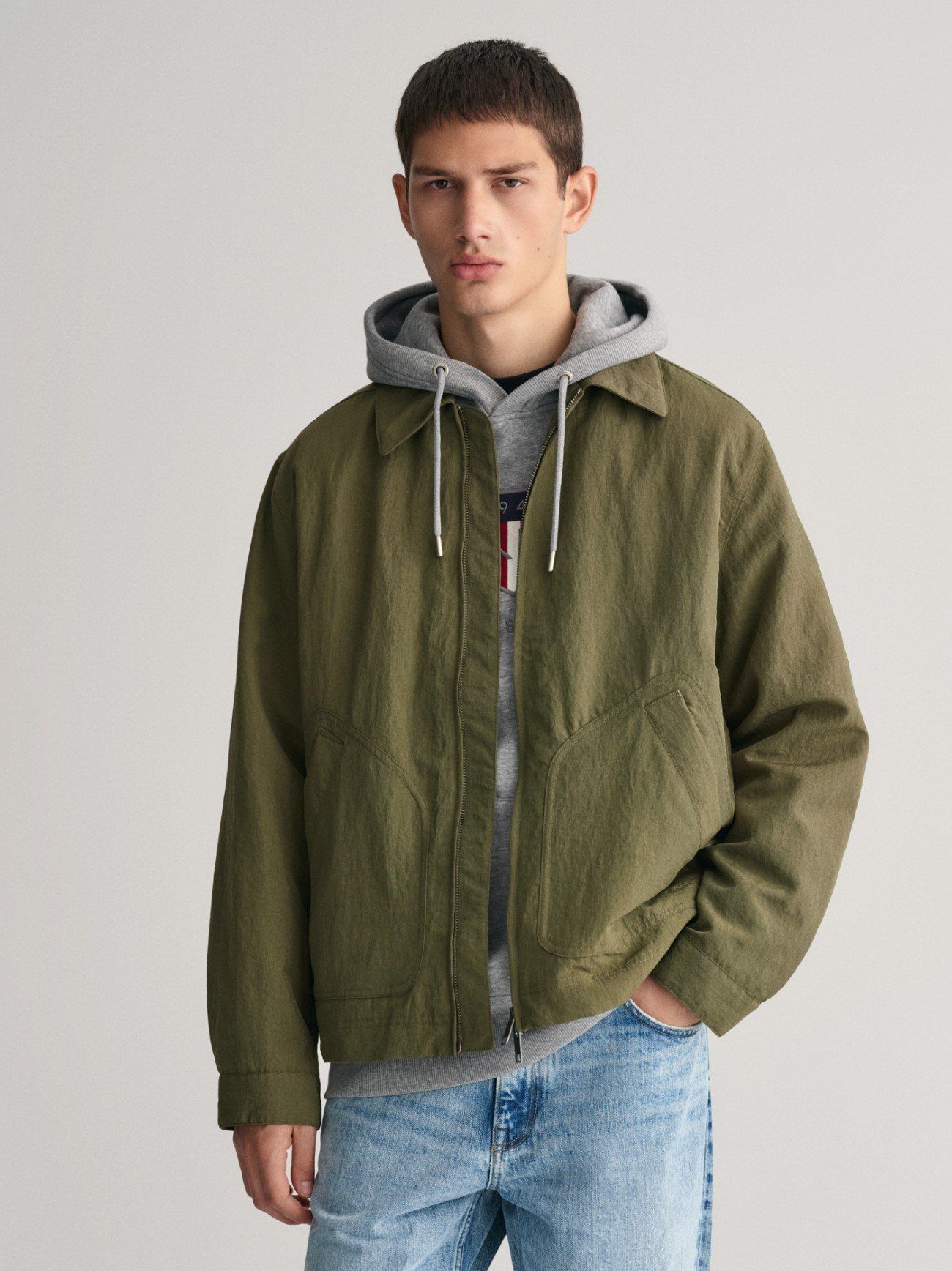 Mens Dull Pistacchio Nylon Jacket