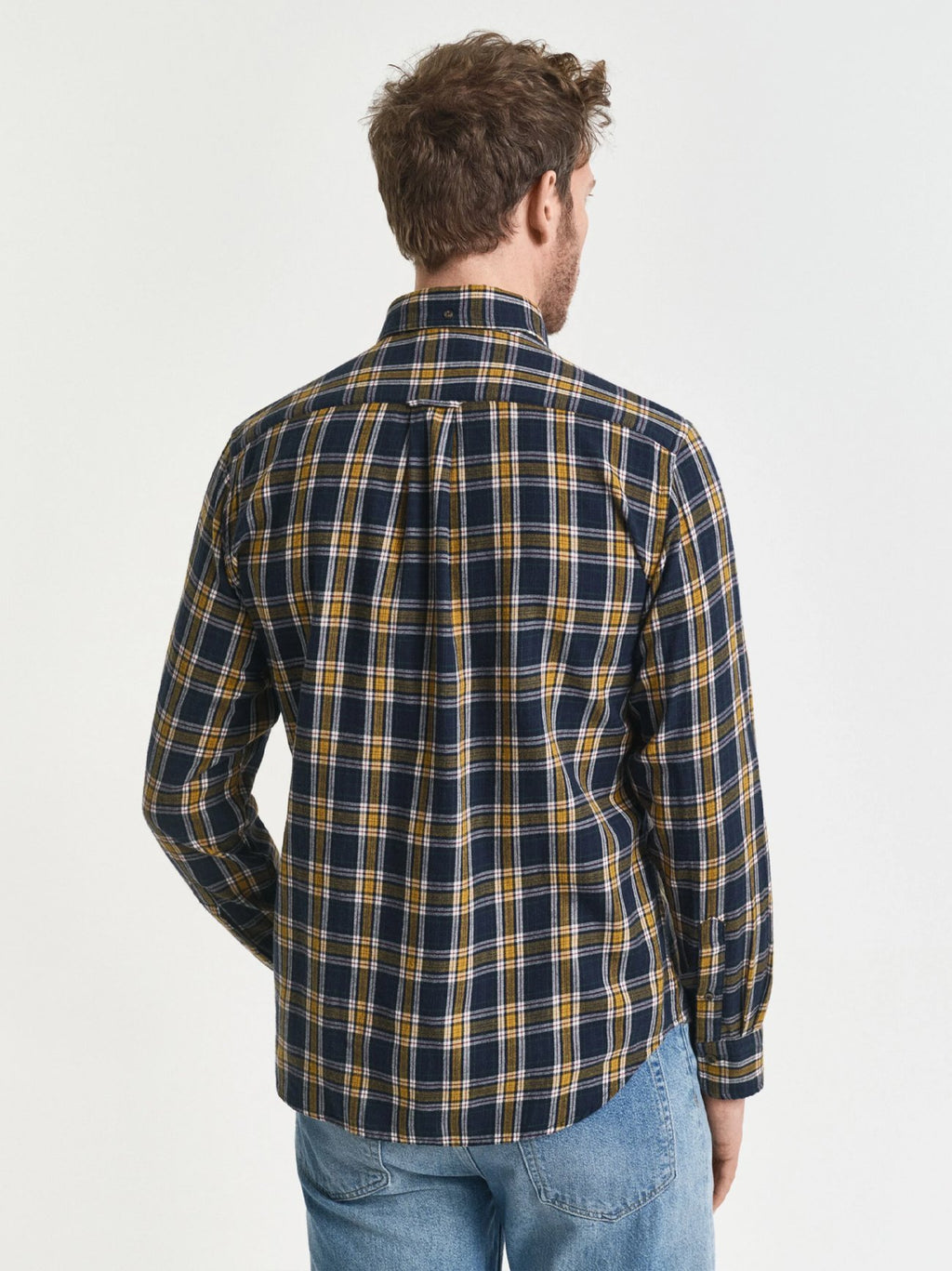 Mens Evening Blue Regular Fit Checked Windblown Flannel Shirt