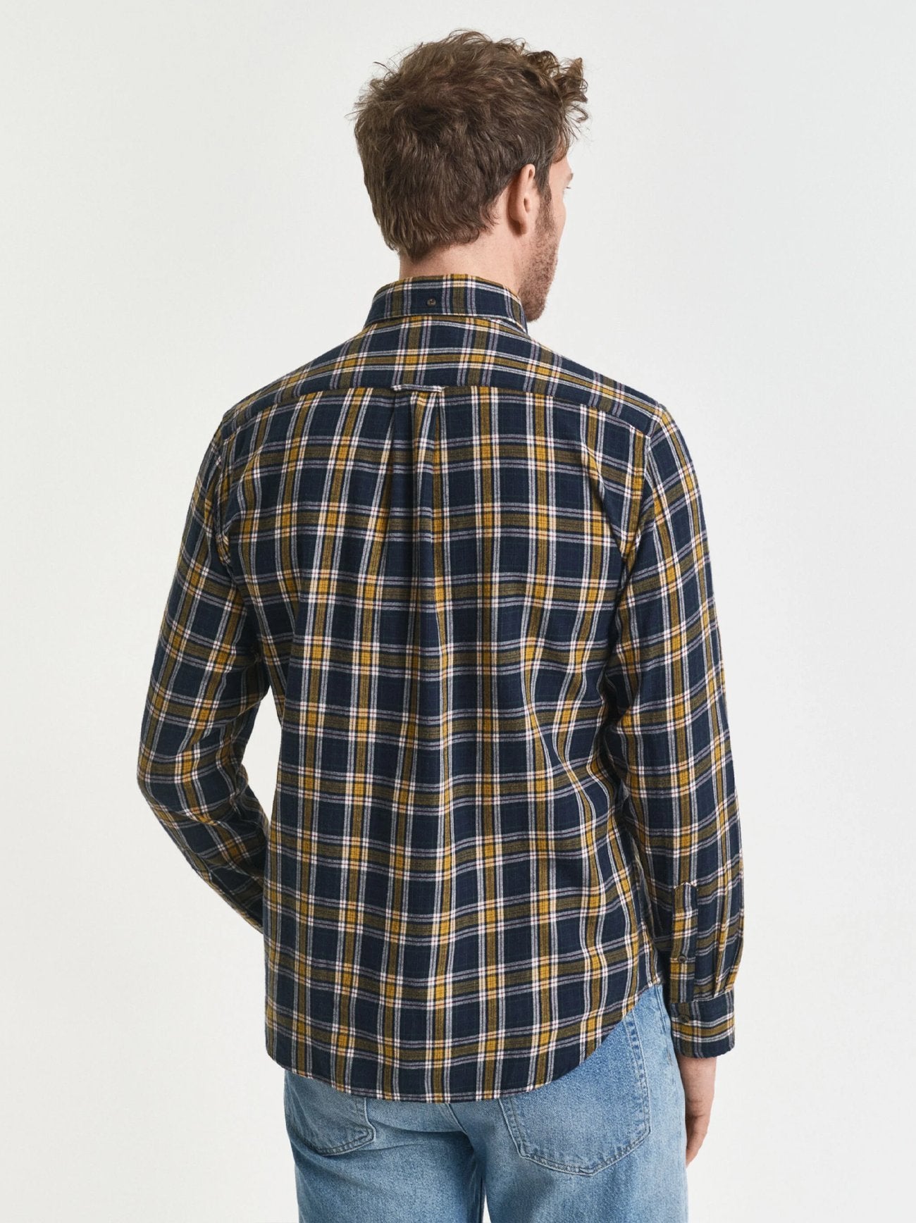 Mens Evening Blue Regular Fit Checked Windblown Flannel Shirt