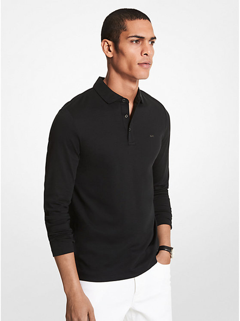 Black Long-Sleeve Polo Shirt