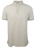 Grey Striped Short-Sleeve Polo Shirt