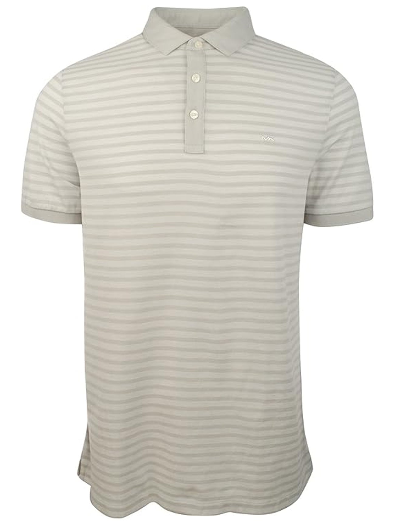 Grey Striped Short-Sleeve Polo Shirt