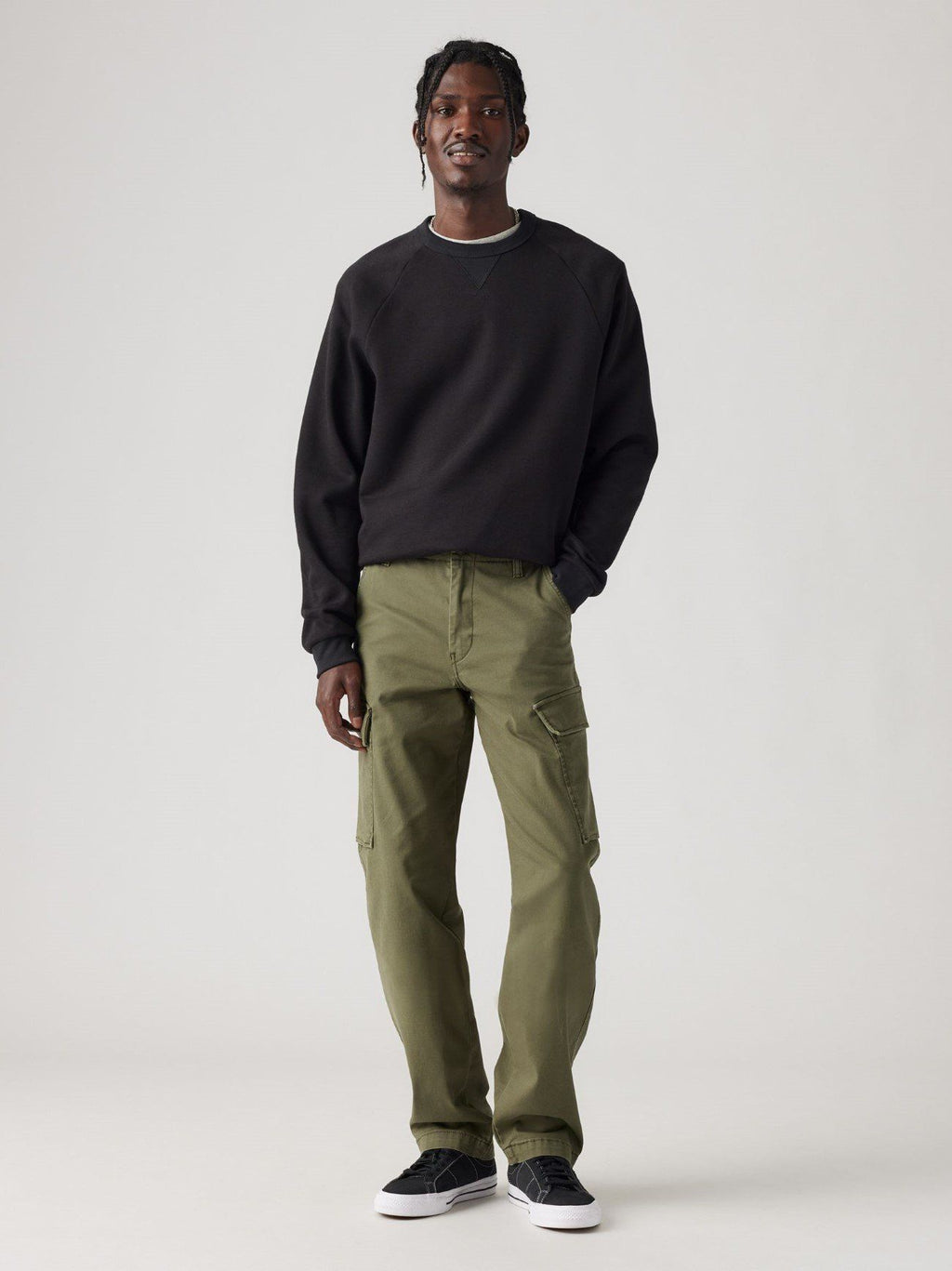 Mens Olive Night Cargo Taper Jean