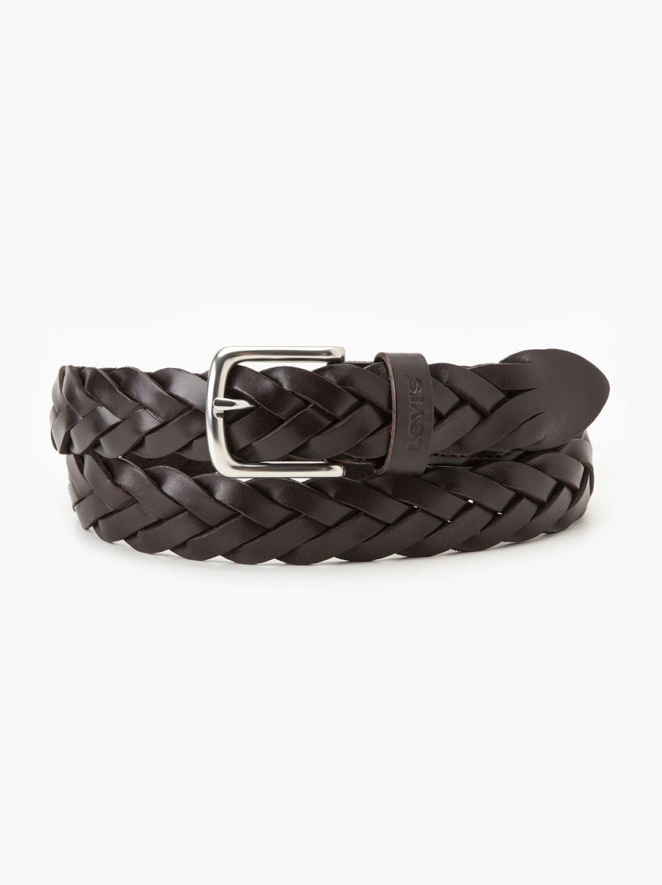 Mens Licffc Leather Braid Batson Brown Belt
