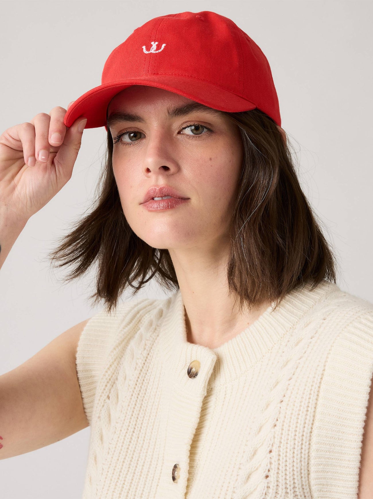 Womens Mars Red Mini Graphic Print Cap