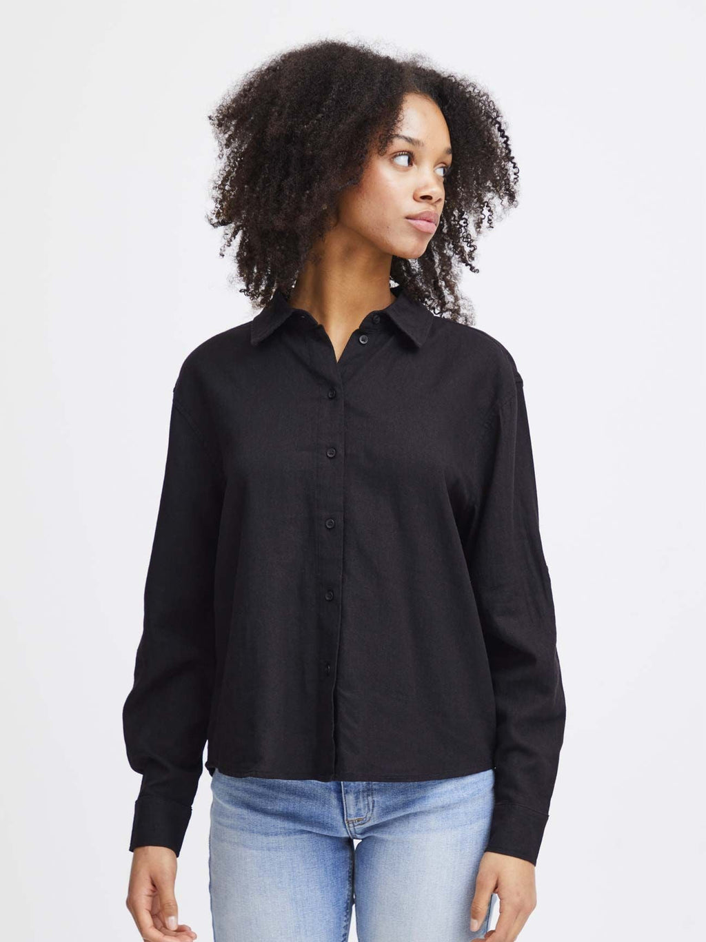 Womens Black Lino Shirt