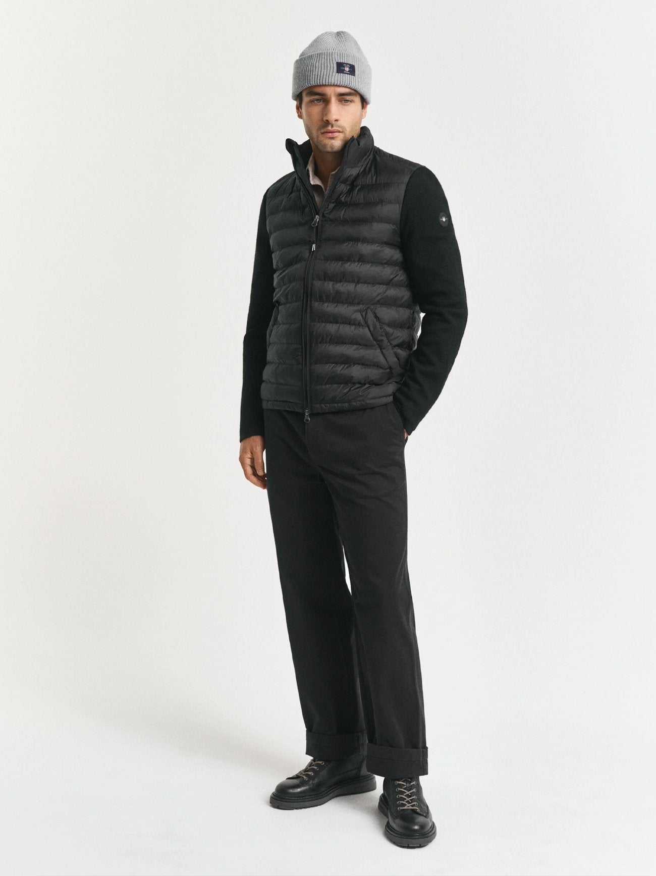 Mens Black Mixed Media Jacket