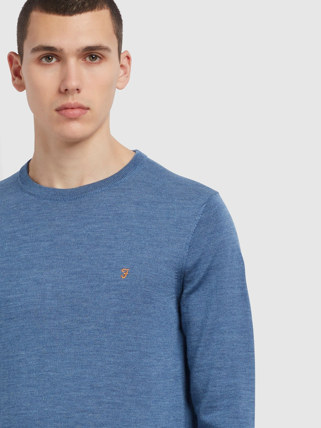 Mens Deep Blue Mullen Merino Wool Crew Neck Jumper