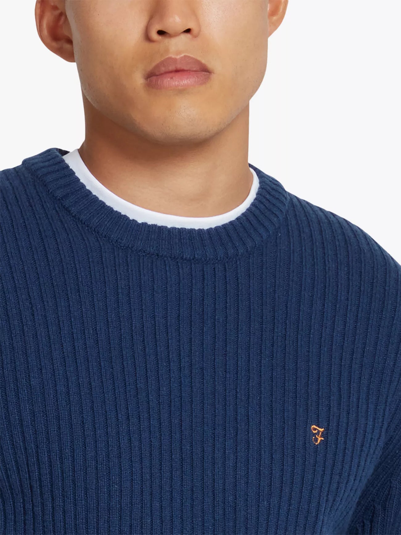 Mens Deep Blue Halton Rib Jumper