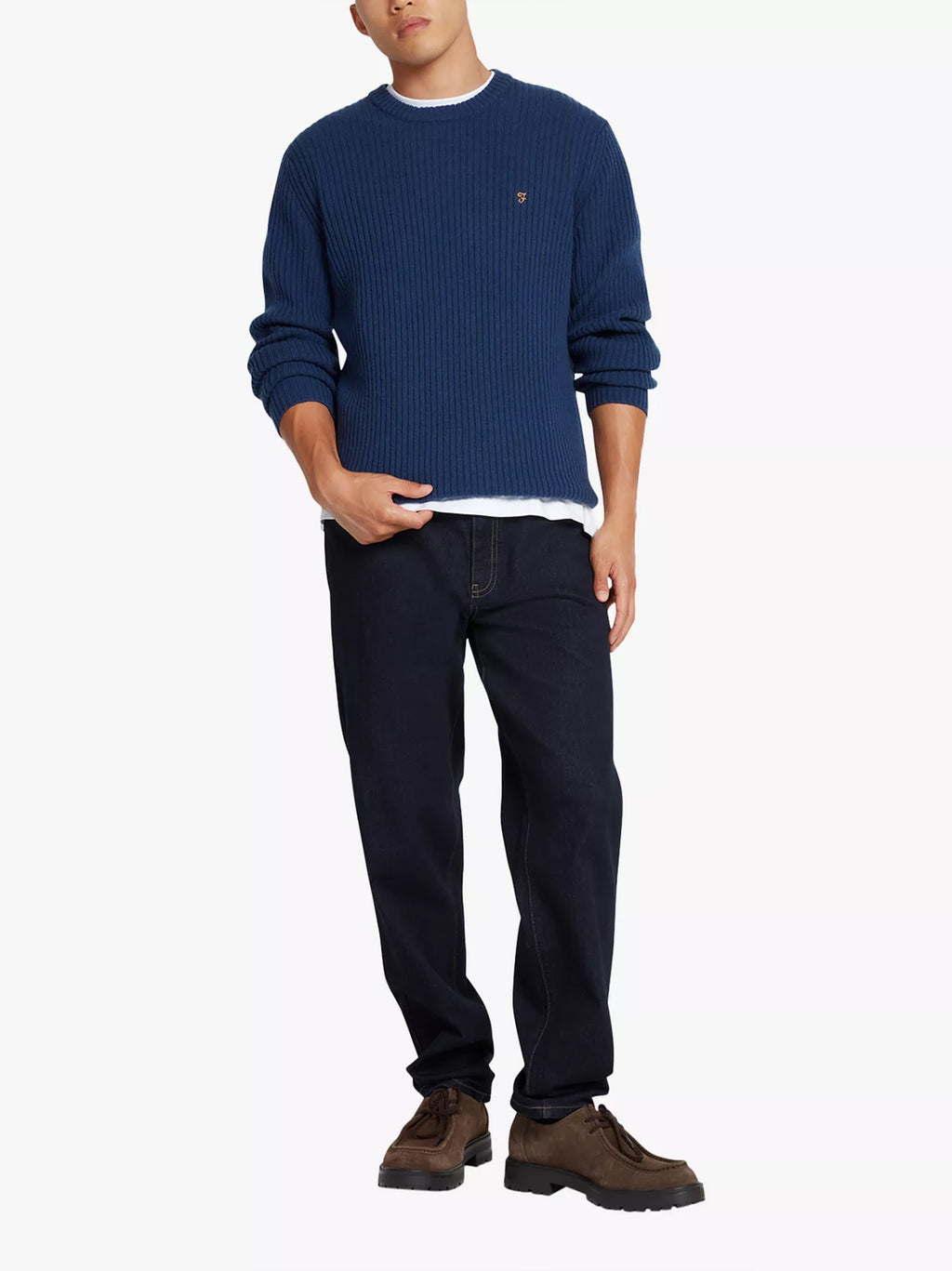 Mens Deep Blue Halton Rib Jumper