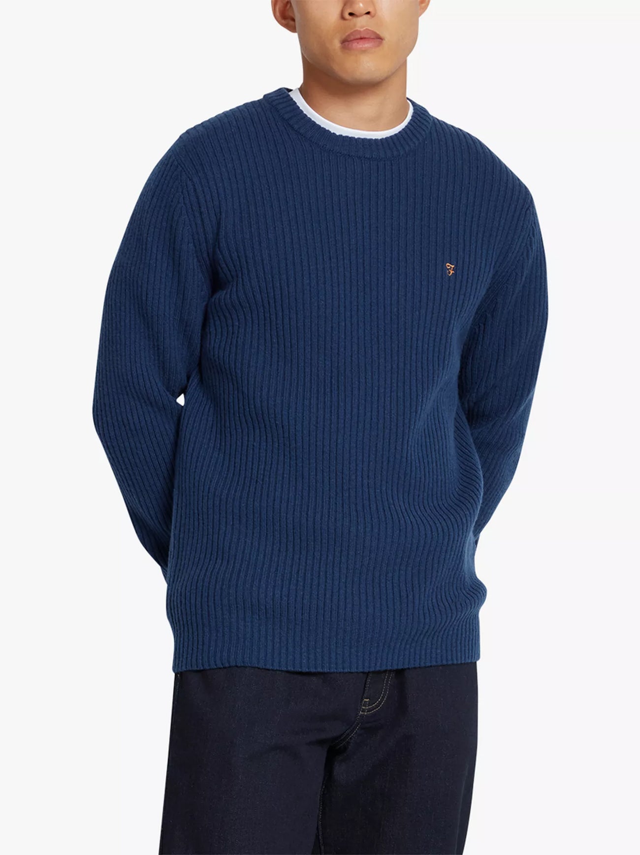 Mens Deep Blue Halton Rib Jumper