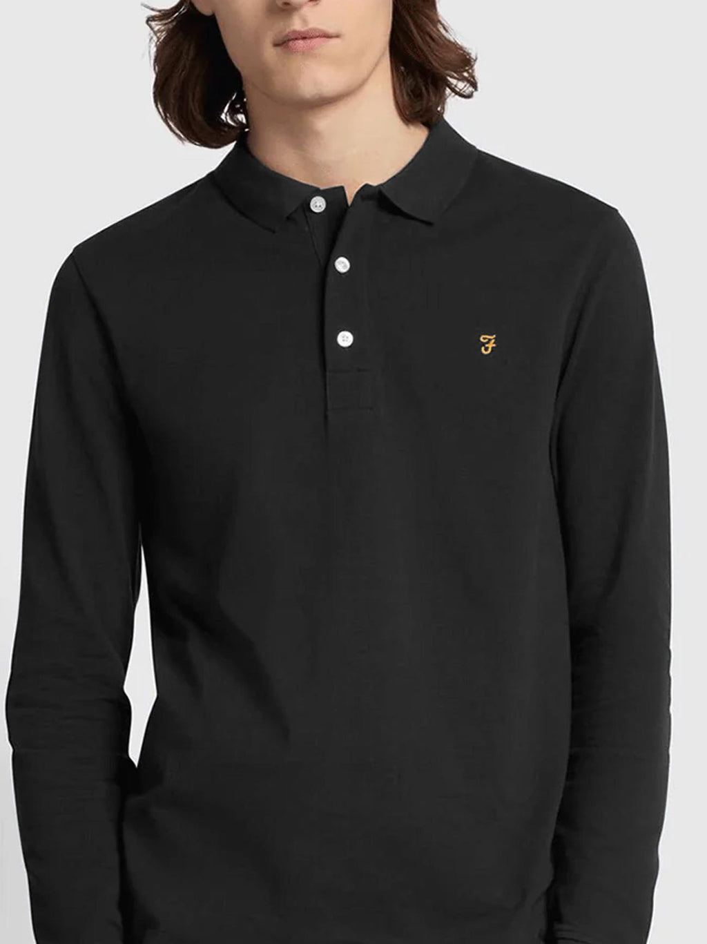 Mens Black Blaines Long Sleeve Polo Shirt