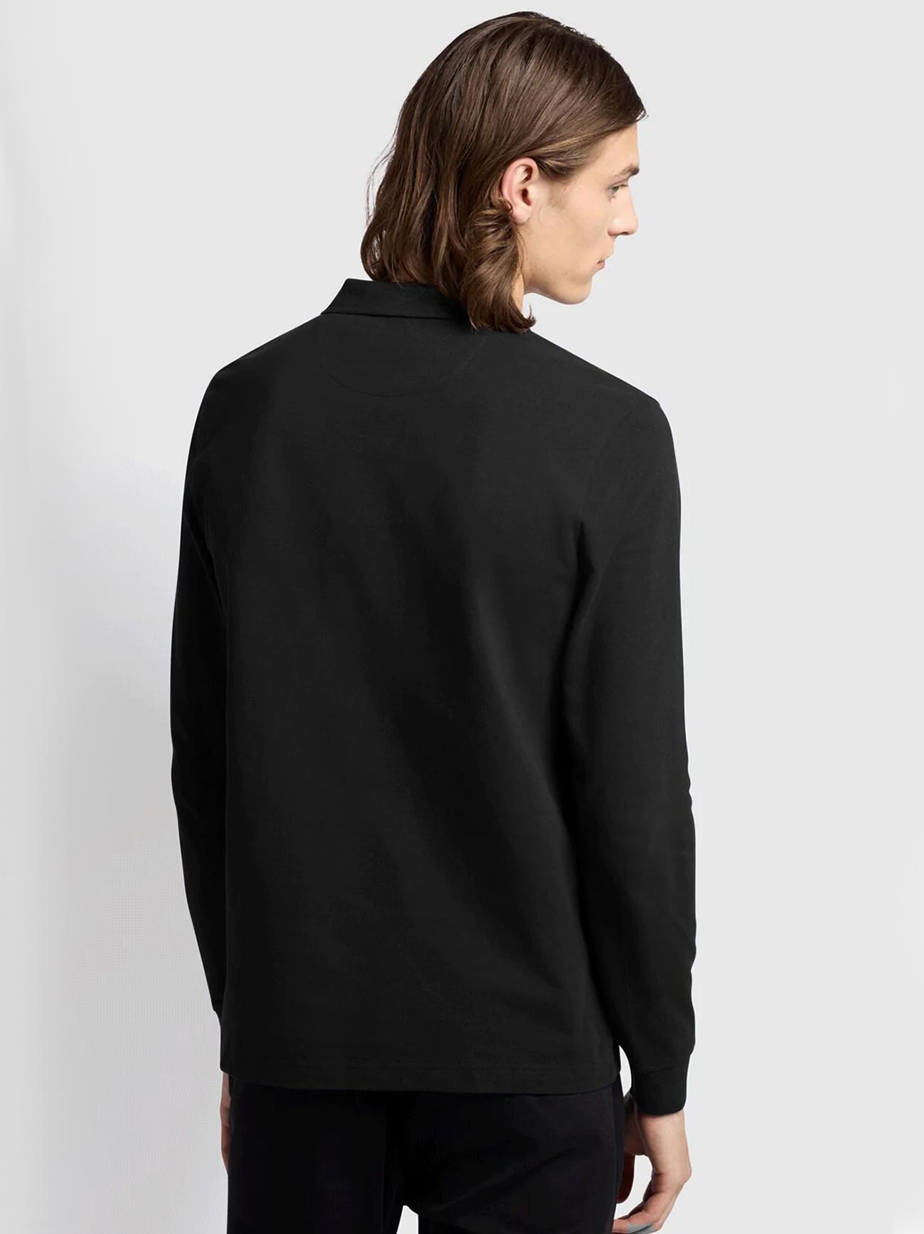Mens Black Blaines Long Sleeve Polo Shirt