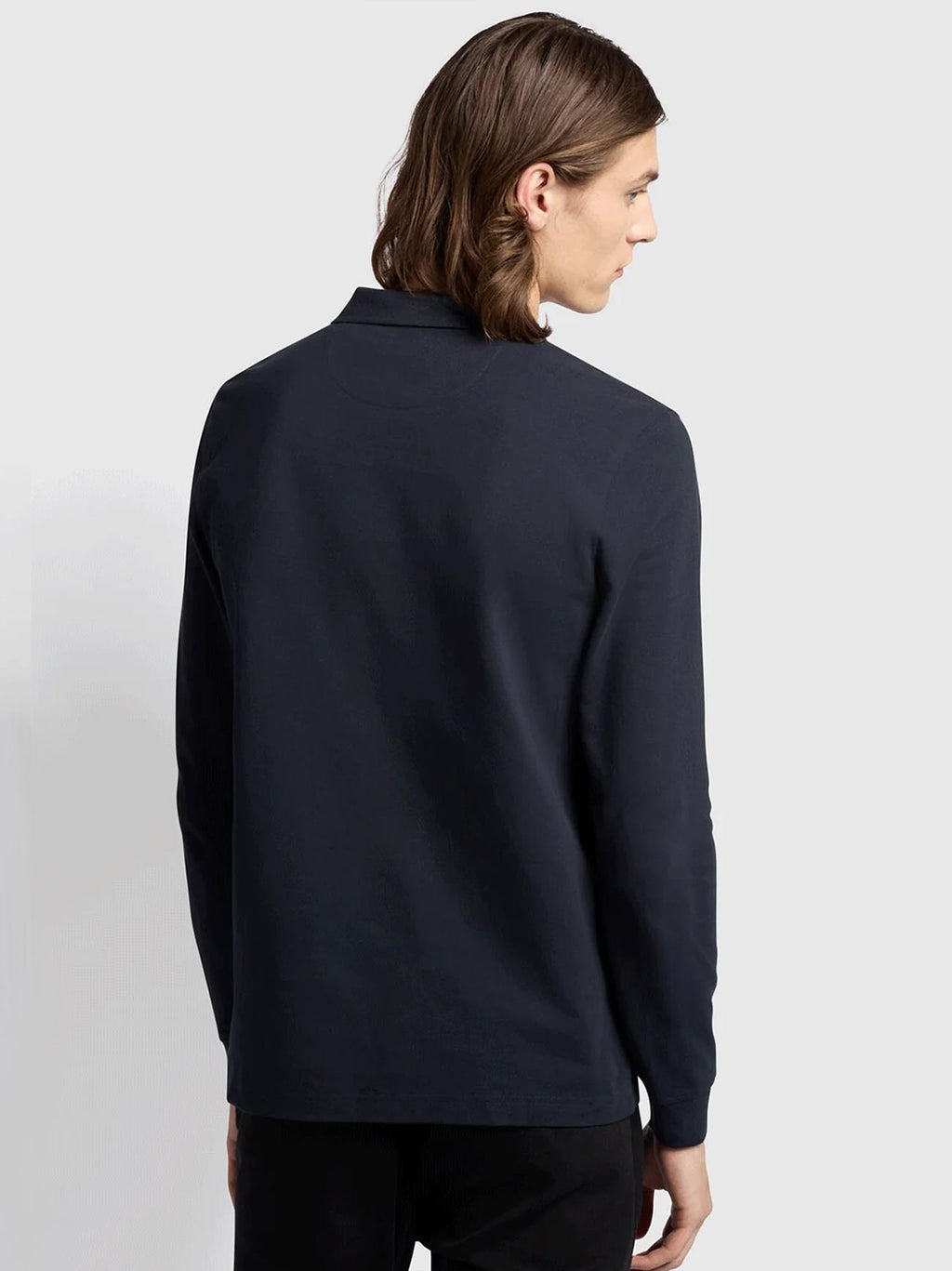 Mens True Navy Blaines Long Sleeve Polo Shirt