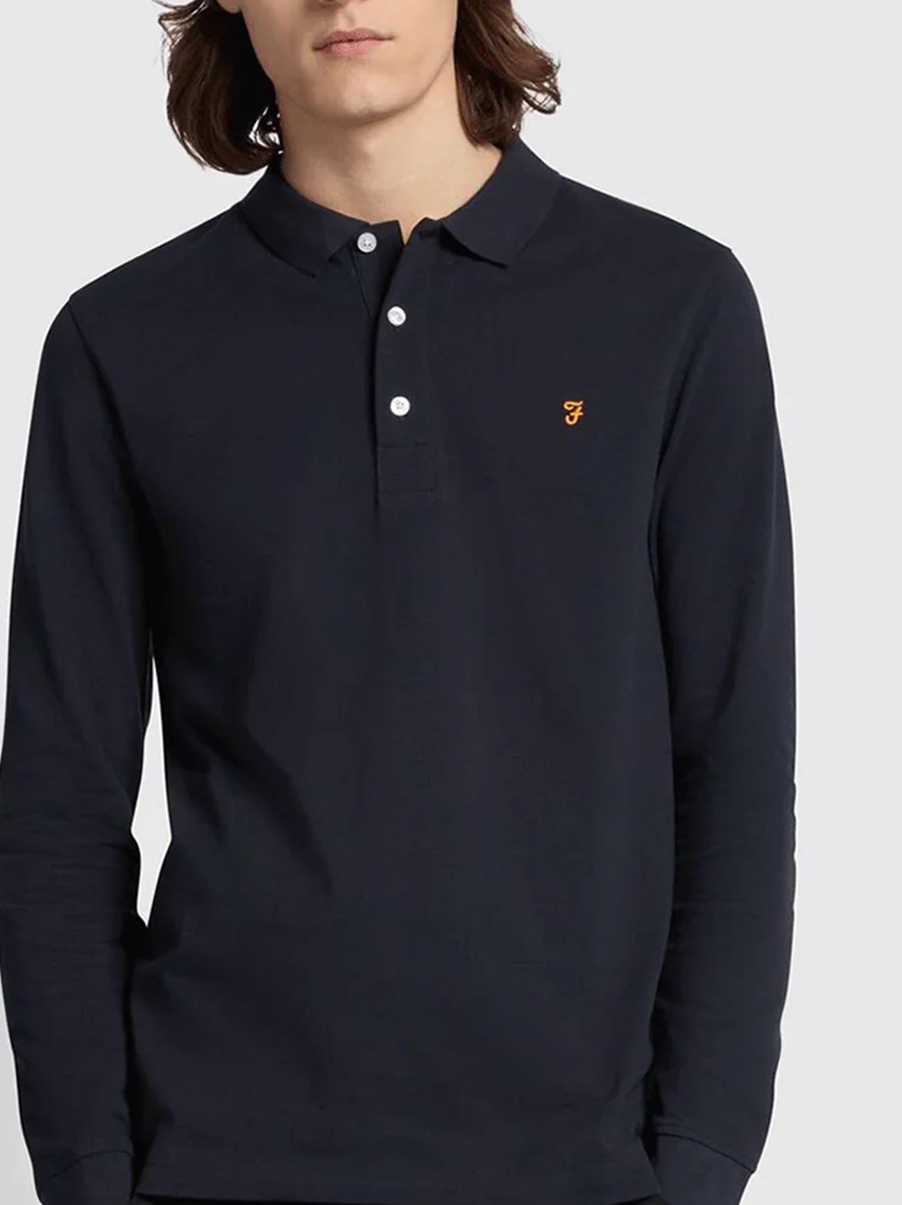 Mens True Navy Blaines Long Sleeve Polo Shirt