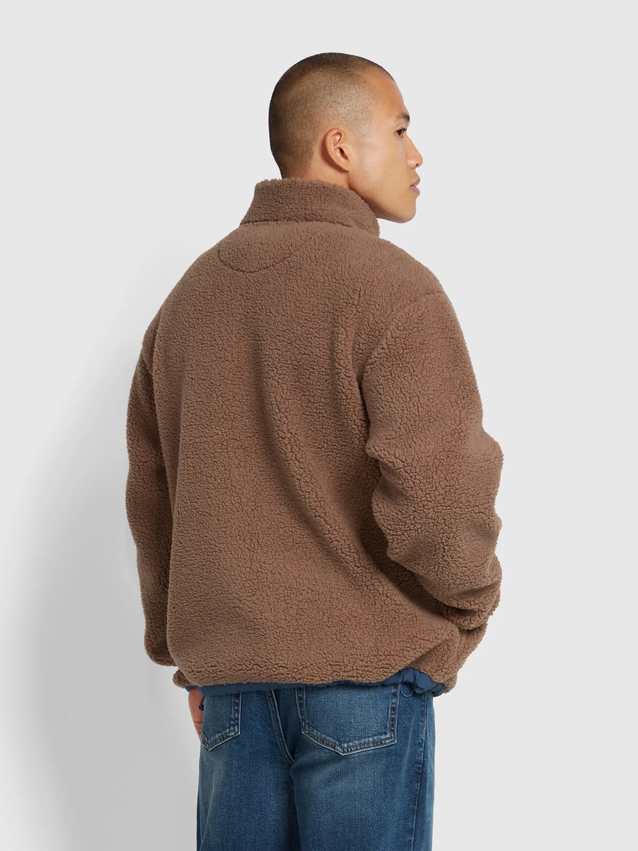 Mens Mushroom Grey Elias Full Zip Fleece Jacket