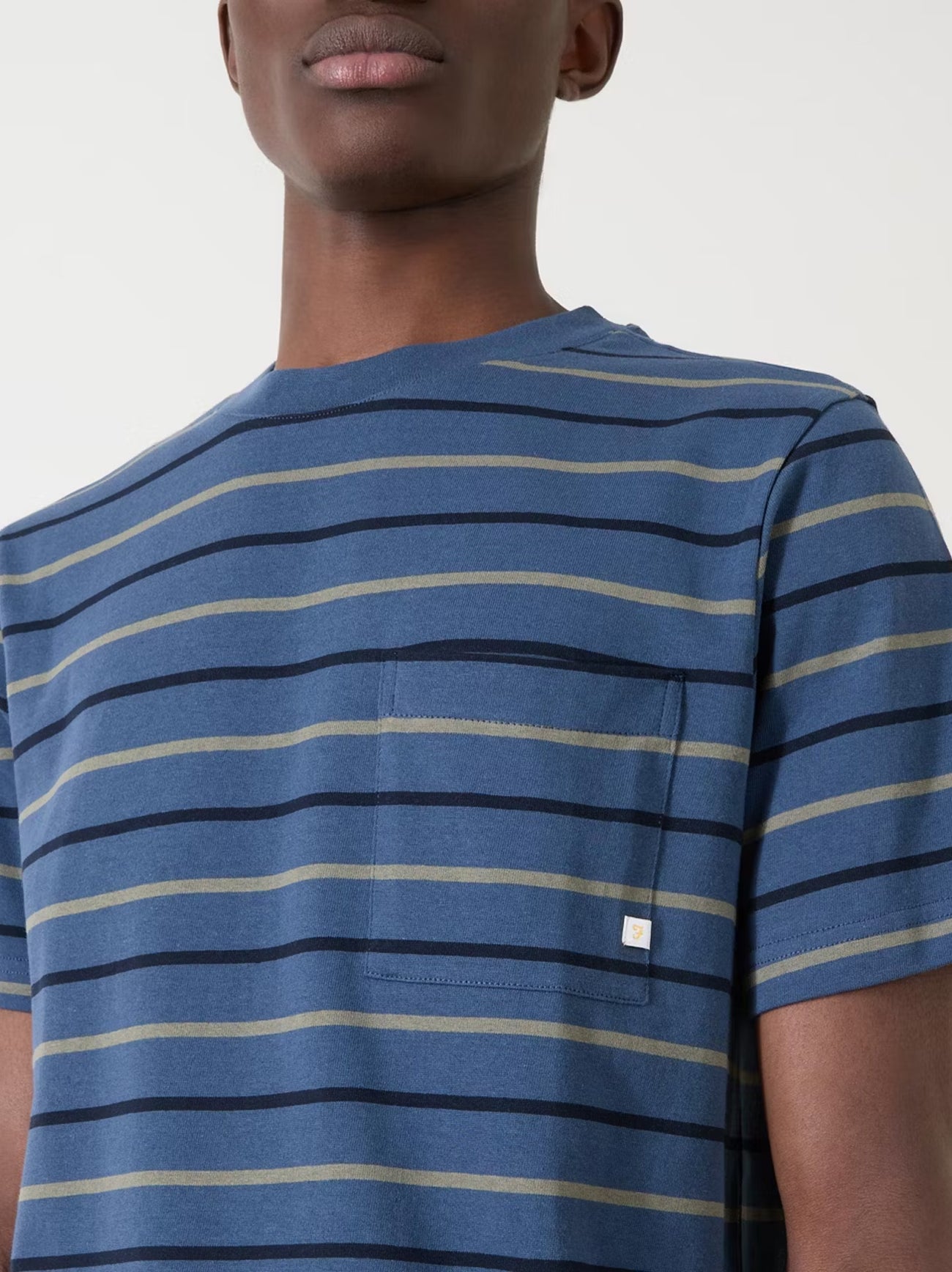 Mens Deep Blue Stacy Stripe Pocket T-Shirt