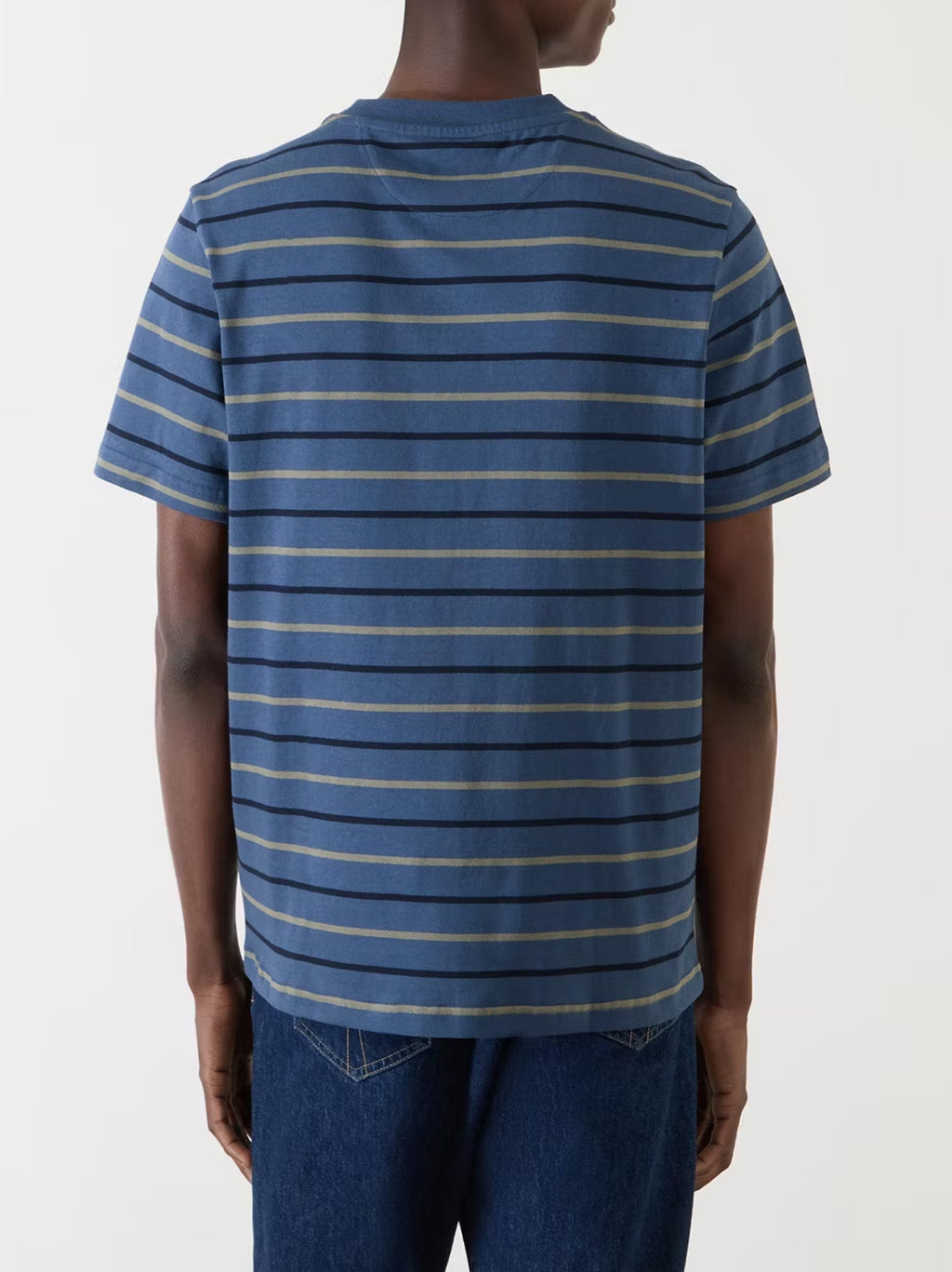 Mens Deep Blue Stacy Stripe Pocket T-Shirt