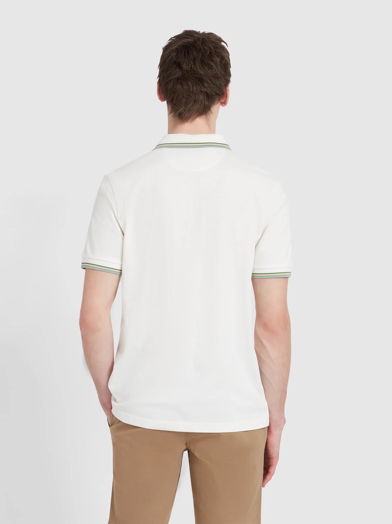 Mens Ecru Alvin Tipped Collar Polo Shirt