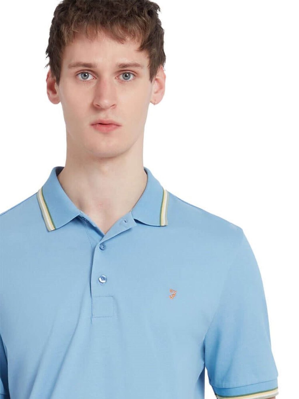 Mens Powder Blue Alvin Tipped Collar Polo Shirt