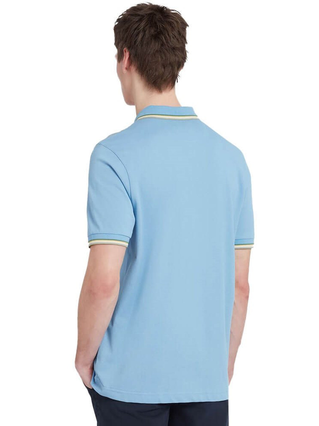 Mens Powder Blue Alvin Tipped Collar Polo Shirt