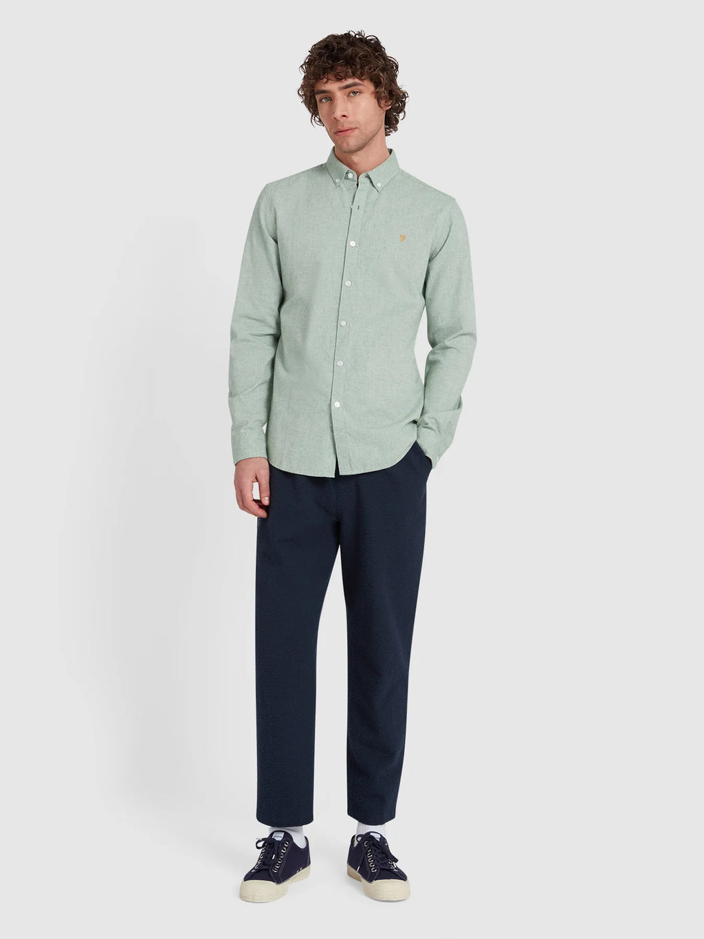 Mens Green Meadow Marl Steen Button Down Shirt