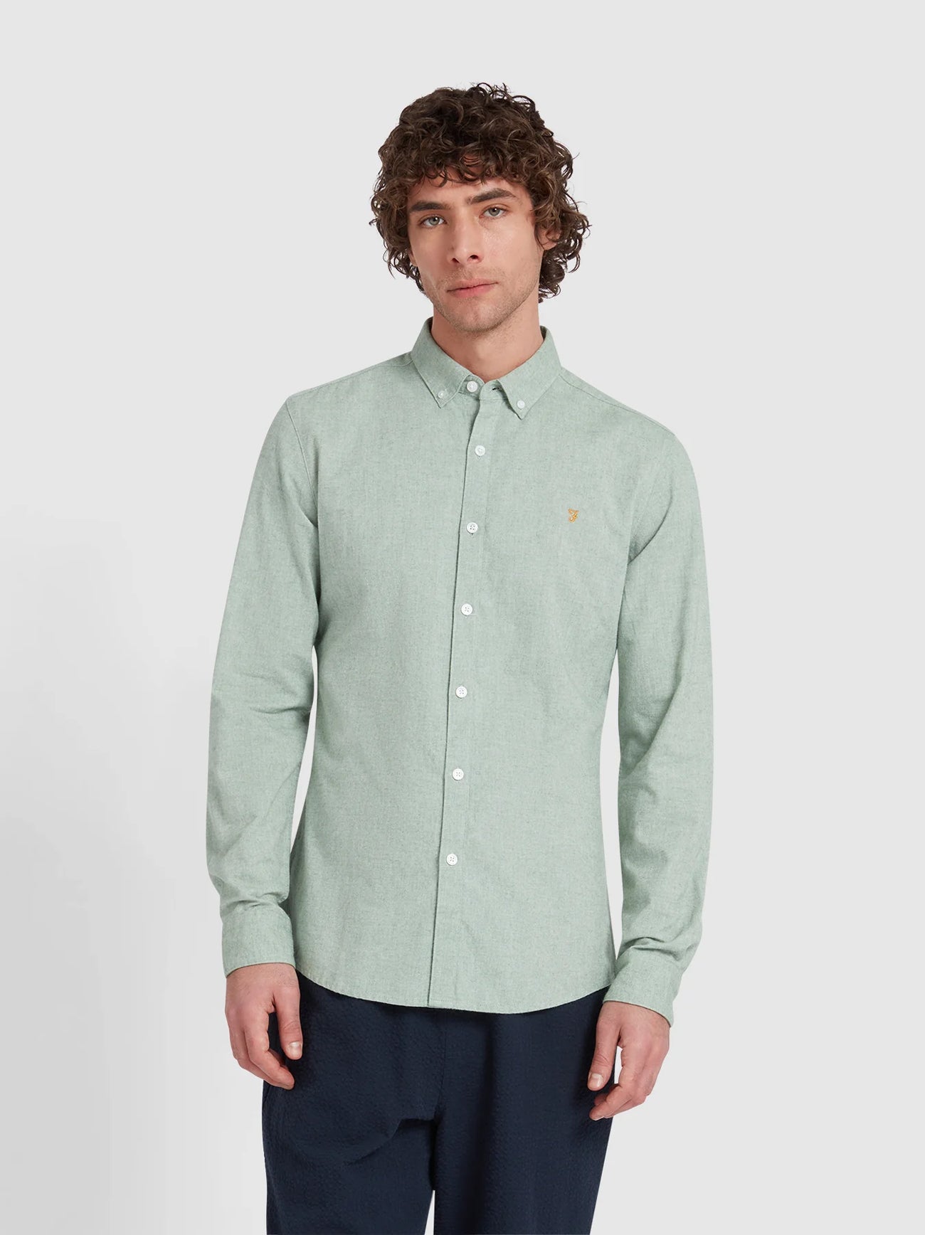 Mens Green Meadow Marl Steen Button Down Shirt