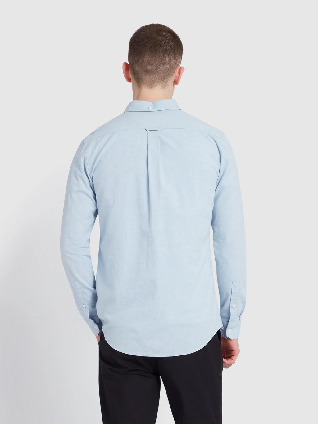 Mens Powder Blue Marl Steen Button Down Shirt