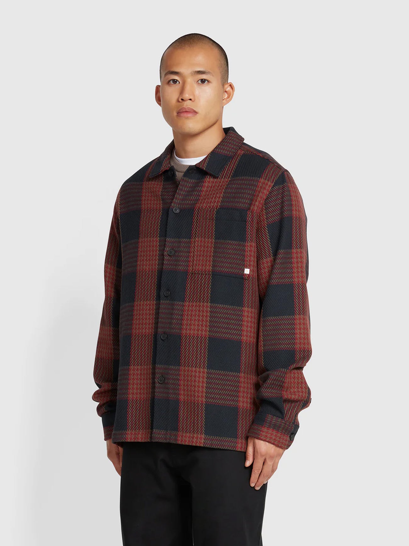 Mens Washed Black Honnold Long Sleeve Check Overshirt