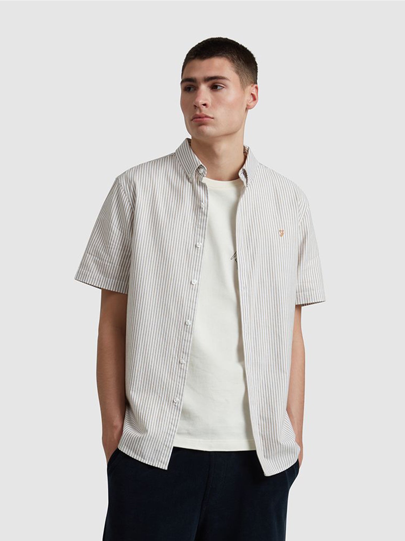 Mens Stained Oak Brewer Striped Shirt