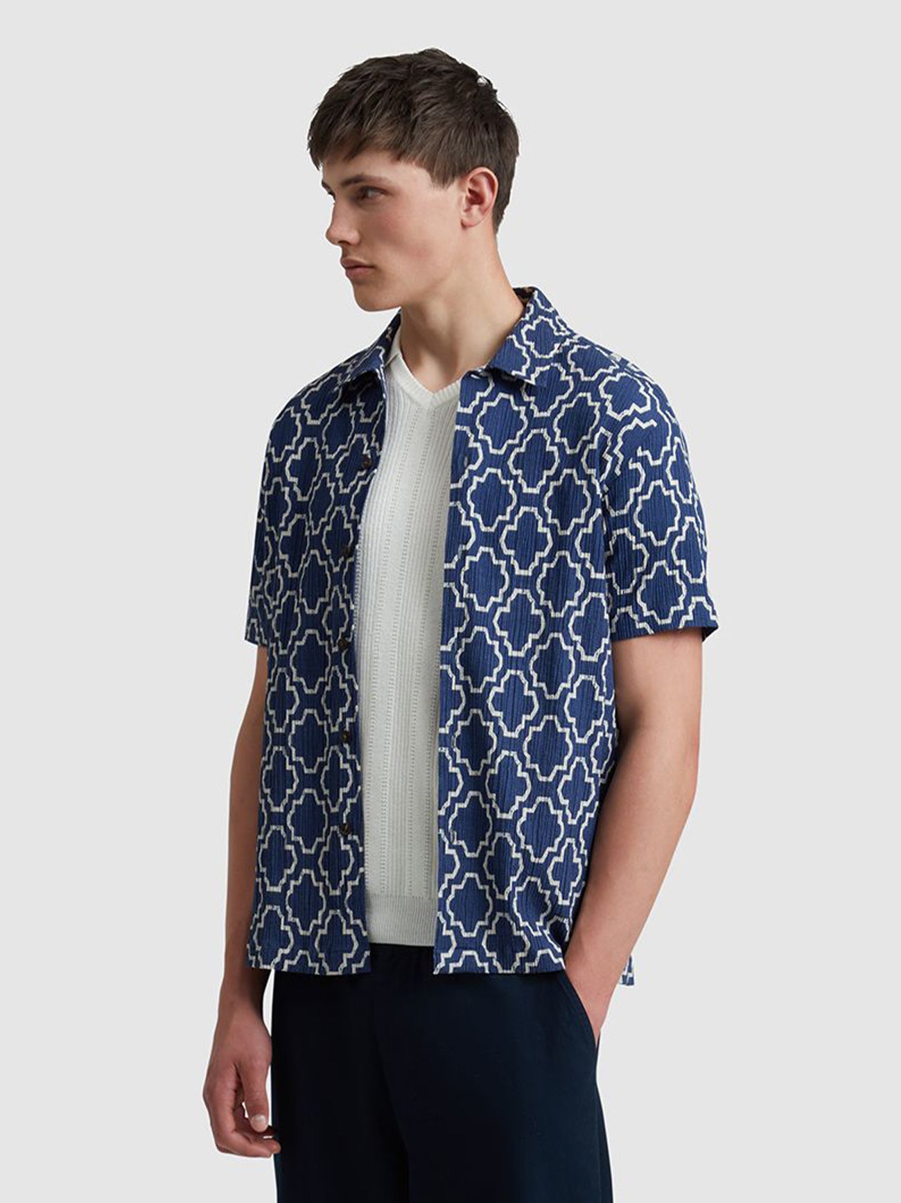 Mens Sigil Blue Astral Print Shirt
