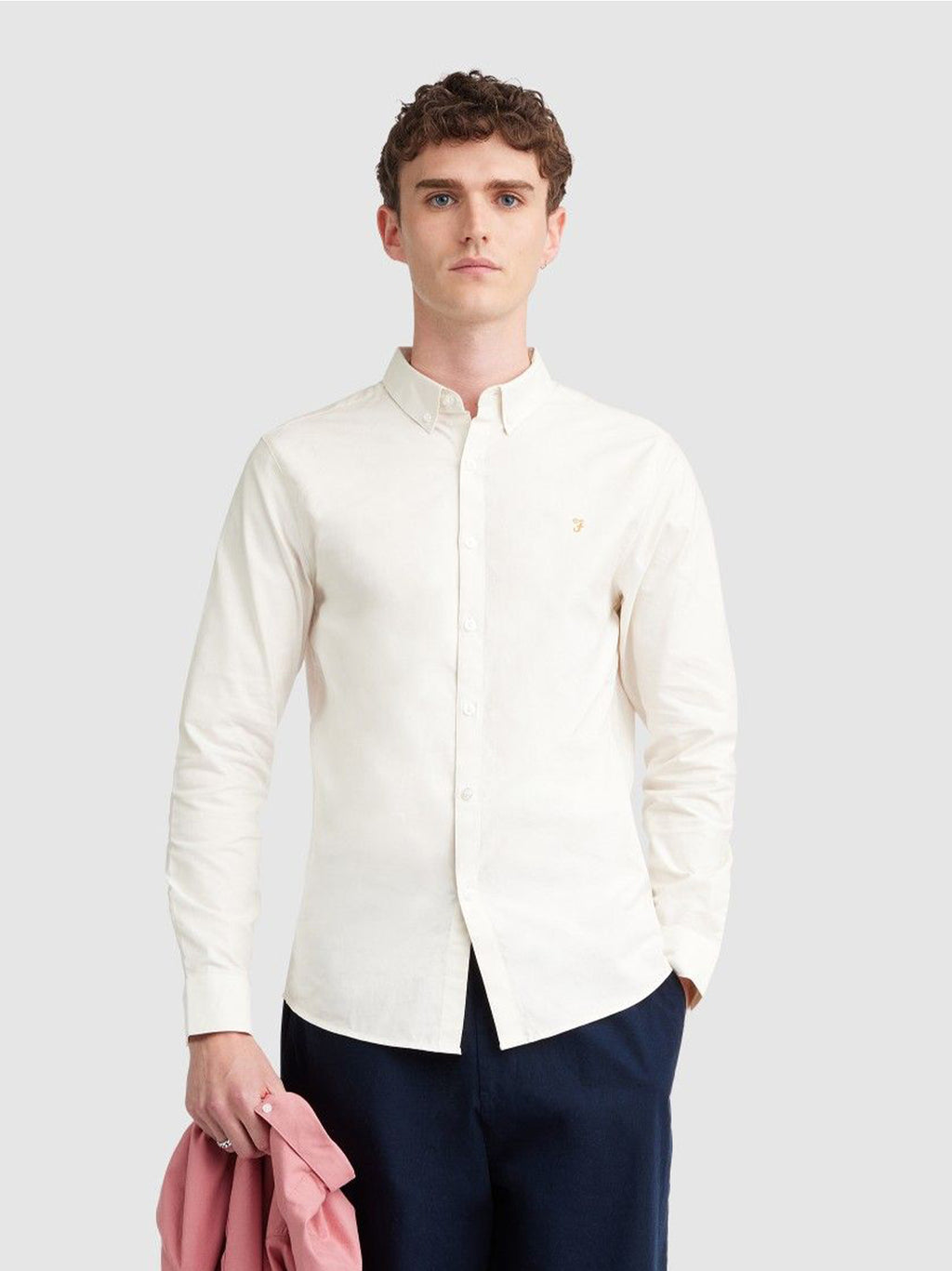 Mens Ecru Brewer Long Sleeve Shirt