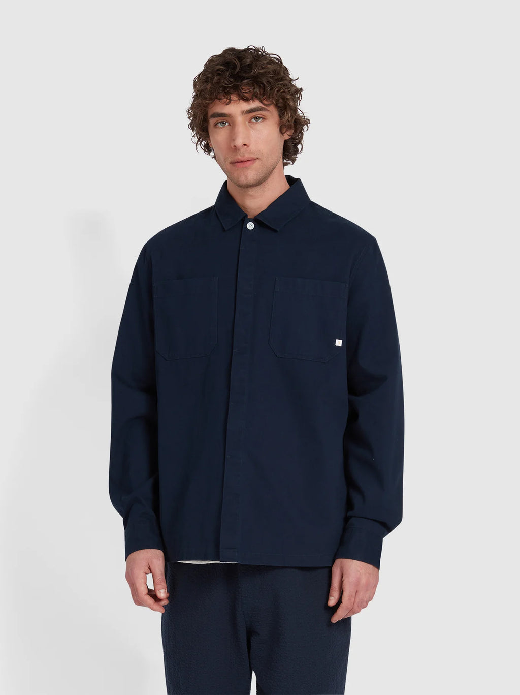 Mens True Navy Leon Long Sleeve Shirt