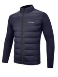 Mens Navy Quilted Full Zip Hybrid Jacket